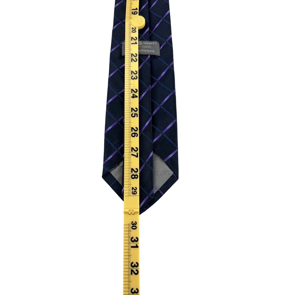 Robert Talbott Best of Class Tie Men's Navy Blue Purple Silk Cotton Necktie 3.5